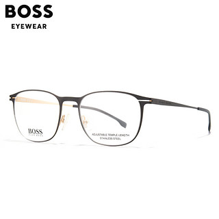 雨果博斯（HUGO BOSS）眼镜架男士全框商务眼镜框轻方框眼镜1247 I46-黑金色 仅镜框