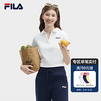 FILA斐乐女子短袖POLO衫2024年夏季修身运动休闲上衣 标准白-WT 185/100A/XXXL