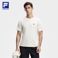 FILA 斐乐官方男子针织短袖衫2024春新款户外运动基础简约黑色T恤