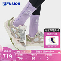 FILA FUSION斐乐潮牌女鞋KICK DX专业滑板鞋2024春时尚运动鞋 浅卡其/初雪白-LP 37.5