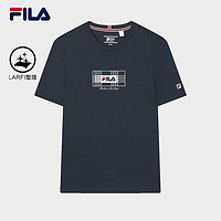 FILA 斐乐男子针织短袖衫2024春时尚休闲基础简约LOGOT恤 传奇蓝-NV 180/100A/XL