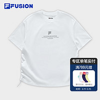 FILA FUSION斐乐潮牌女子针织短袖衫2024春季时尚休闲宽松T恤 标准白-WT 155/76A/XS