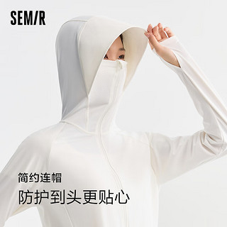 森马（Semir）[商场同款]外套女白色防晒修身插肩袖2024夏新款连帽拼接夹克 本白10102 155/80A/S