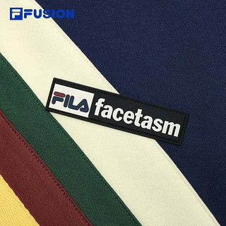 FILA X FACETASM斐乐潮牌女子针织连帽上衣2024春季拼接卫衣 蓝-NV 155/76A/XS