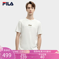 FILA 斐乐男子针织短袖衫2024春复古骑行主题舒适T恤 云菇白-WT 160/84A/XS