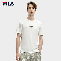 FILA 斐乐 男子针织短袖衫2024春复古骑行主题舒适T恤 云菇白-WT 175/96A/L