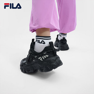 FILA 斐乐 女鞋老爹鞋复古运动鞋2024夏季猫爪鞋5代休闲鞋 黑-BK 37.5