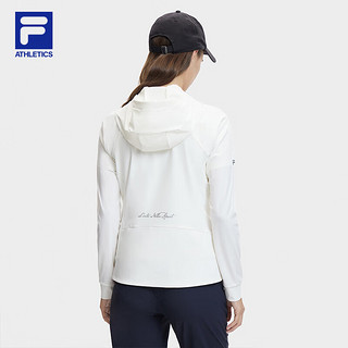 FILA 斐乐女士针织连帽外套2024夏防晒干爽运动上衣 星光白-WT 185/100A/XXXL