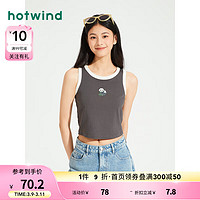 热风（Hotwind）背心女2024年夏季女士熊猫插画撞色休闲亲肤挖肩吊带 09灰色 S