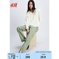 H&M2024春季女装牛仔裤户外工装时尚休闲牛仔工装裤1226841 浅绿色 165/80A 42