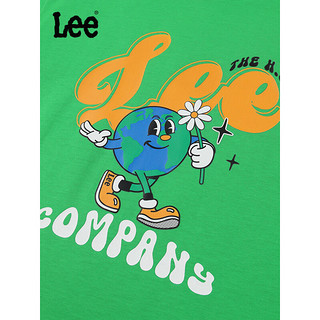 Lee童装短袖2024夏季男童女童休闲简约舒适儿童半袖t恤上衣 绿色 165cm