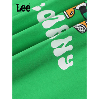 Lee童装短袖2024夏季男童女童休闲简约舒适儿童半袖t恤上衣 绿色 165cm