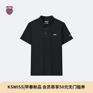 盖世威（K·SWISS）男POLO衫24夏季新款 百搭吸湿快干短袖 1010020 008正黑色 L