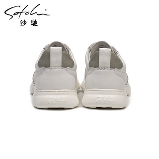 沙驰（SATCHI）男鞋 透气舒适运动鞋板鞋鞋子男沙驰皮鞋962442156Z 白色 40