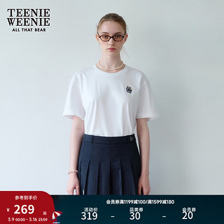 Teenie Weenie小熊女装2024春装简约青春活力短袖T恤套头上衣 白色 155/XS