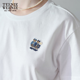 Teenie Weenie小熊女装2024春装简约青春活力短袖T恤套头上衣 白色 175/XL
