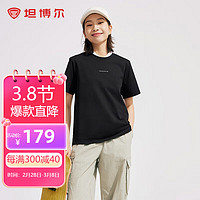 坦博尔2024女士t恤夏季休闲百搭时尚潮流外套TB4230228 黑色 175