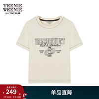 Teenie Weenie【莱赛尔混纺】小熊女装2024年夏季新款合体短款T恤