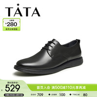 他她(TATA)2024夏商场同款时尚简约休闲皮鞋男士新款MAB03BM4 黑色