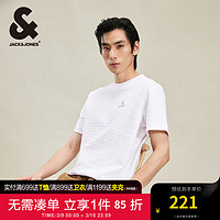 杰克·琼斯（JACK&JONES）夏时尚简约静奢风款浮雕肌理感提花短袖T恤男224201114 A06 本白色 常规 A06 本白色 190/108A/XXL