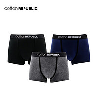 COTTON REPUBLIC/微型窗科技干爽内裤平角3条装男士内裤01123823 黑/中灰/宝蓝 XXL(185/105)