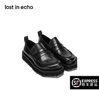 lost in echo李沁同款秋冬AW系列设计师品牌切面厚底乐福鞋 黑色 37