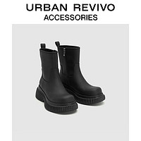 URBAN REVIVO2024春季女士潮流个性厚底增高靴子UAWS40009 黑色 39