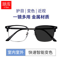 潮库 时尚百搭近视镜+1.61防蓝光仅变灰镜片(多款镜框可选 赠清洗液一瓶)