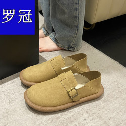 romon罗蒙罗冠涌哥女鞋勃肯鞋美拉德学院风宽头森系两穿款平底单鞋