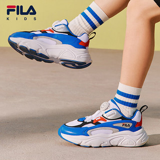 FILA斐乐儿童童鞋2024夏季中大童男童跑步鞋儿童复古跑鞋 标准白/海军蓝-CP 37码(内长23.5cm)