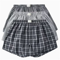 佐丹奴男式内裤 三件装四角裤男青少年棉质格子平角内裤01179139 03灰色 中码(170/80A)