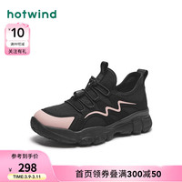 热风 hotwind2024年春季女士低帮加绒休闲英伦风时尚潮流 85黑粉红 36 正码