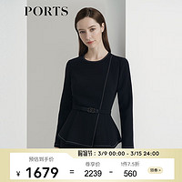 PORTS宝姿女装气质通勤收腰系带长袖舒适衬衫ALL9B022KWP059 黑色 4