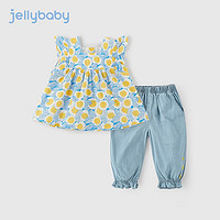 JELLYBABY 2024年 儿童女童婴幼短袖套装休闲 蓝色 80