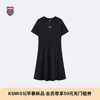 盖世威（K·SWISS）女裙 24夏季 经典百搭微弹时尚连衣裙 199936 008正黑色 S