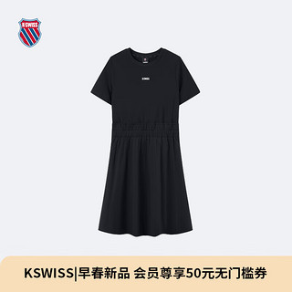 盖世威（K·SWISS）女裙 24夏季新款 经典百搭微弹时尚连衣裙 199936 008正黑色