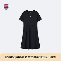 盖世威（K·SWISS）女裙 24夏季 经典百搭微弹时尚连衣裙 199936 008正黑色 L