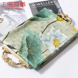 达芬奇密码 提花喷绘真丝旗袍丝巾女桑蚕丝绸长围巾礼盒披肩外搭长巾 半落泽芝