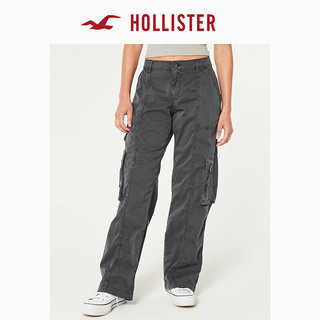 HOLLISTER24春夏低腰宽松斜纹布工装风休闲裤 女 355877-1 深灰色 00