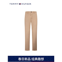 TOMMY HILFIGER 24春季男装斜纹简约双后袋做旧锥形休闲裤MW0MW33913 卡其AEG 30