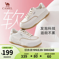 骆驼 CAMEL小白鞋女溶解鞋透气百搭板鞋时尚板鞋运动休闲鞋 L23S577022米/杏 35