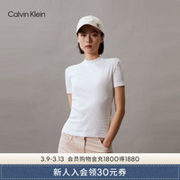 Calvin Klein Jeans24春夏女士复古辣妹风渐变效果微弹短袖T恤J223169 0K9-字母白 S