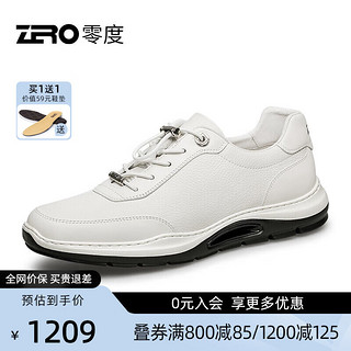零度Zero男鞋2024春夏真皮软底轻便运动休闲鞋简约男士户外休闲鞋 白色 39