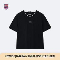 盖世威（K·SWISS）女T恤 24春季 女子短袖凉感垂感丝滑199953 008正黑色 M