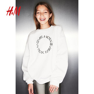 H&M 童装运动女童2024春季运动卫衣1222359 白色/However You Move 165/84