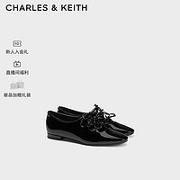 CHARLES&KEITH24夏季蝴蝶结漆皮平底玛丽珍鞋女CK1-70900519 Black Patent黑色 35