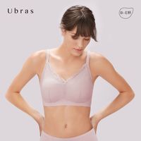 Ubras 几何蕾丝大杯背勾文胸V领内衣大胸显小性感美背女士胸罩
