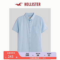 HOLLISTER24春夏通勤角扣翻领纯色短袖衬衫 男 KI325-4024 浅蓝色 XS