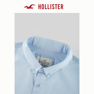 HOLLISTER24春夏通勤角扣翻领纯色短袖衬衫 男 KI325-4024 浅蓝色 L