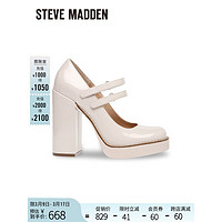 史蒂夫·马登 STEVE MADDEN/思美登春秋防水台粗高跟玛丽珍单鞋女 TWICE 白色 37